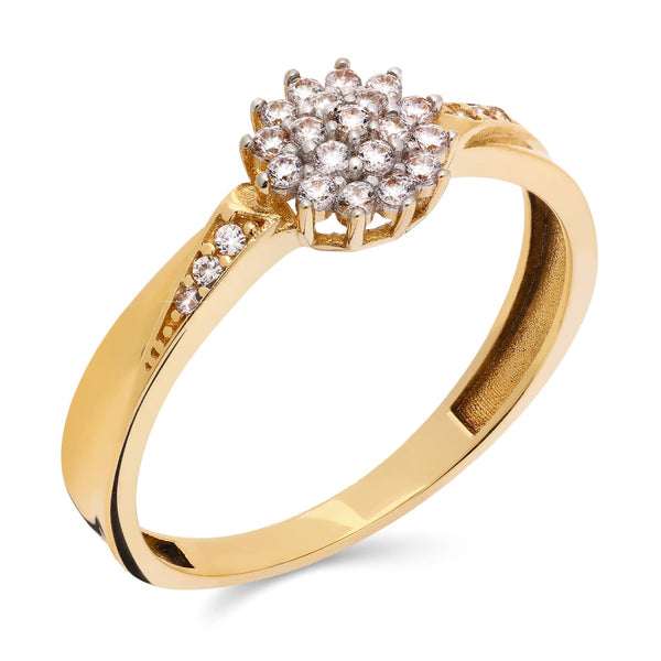 Anel Chuveiro com Zircônias em Ouro Amarelo 18k