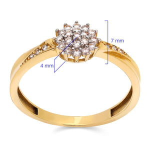 Anel Chuveiro com Zircônias em Ouro Amarelo 18k