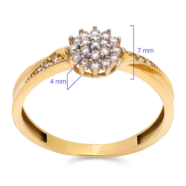 Anel Chuveiro com Zircônias em Ouro Amarelo 18k