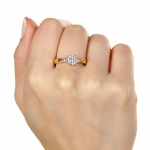 Anel Chuveiro com Zircônias em Ouro Amarelo 18k