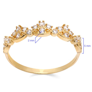 Anel Coroa com Zircônias em Ouro Amarelo 18k