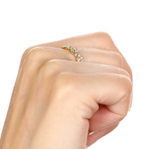 Anel Coroa com Zircônias em Ouro Amarelo 18k