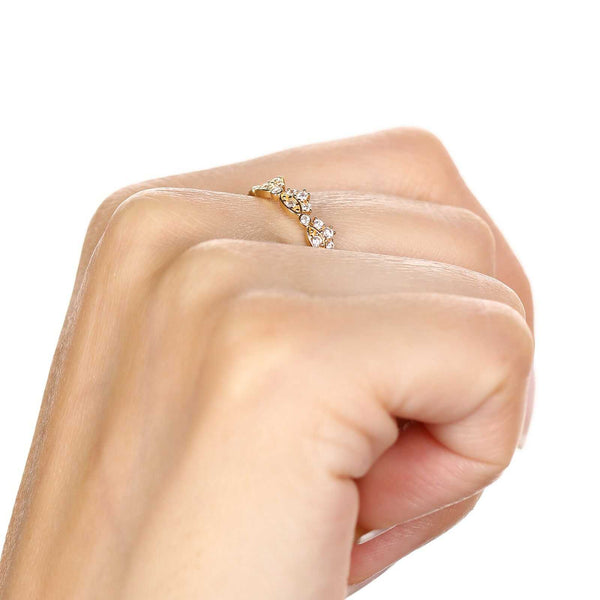 Anel Coroa com Zircônias em Ouro Amarelo 18k