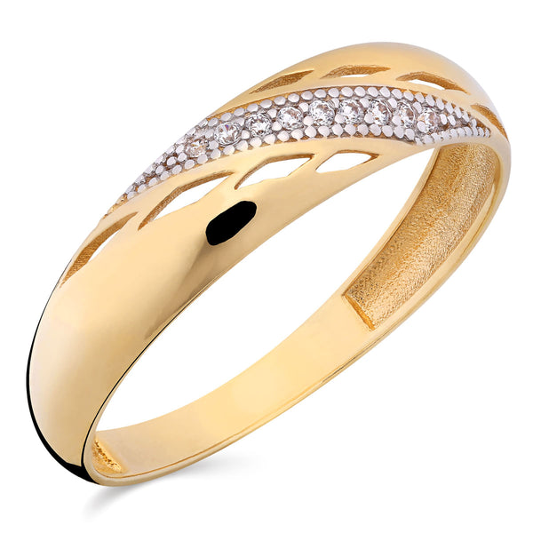 Aliança com Zircônias Ouro Amarelo