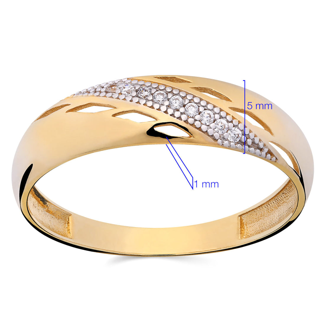 Aliança com Zircônias Ouro Amarelo