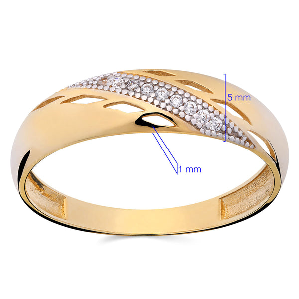 Aliança com Zircônias Ouro Amarelo