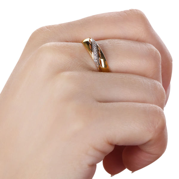 Aliança com Zircônias Ouro Amarelo
