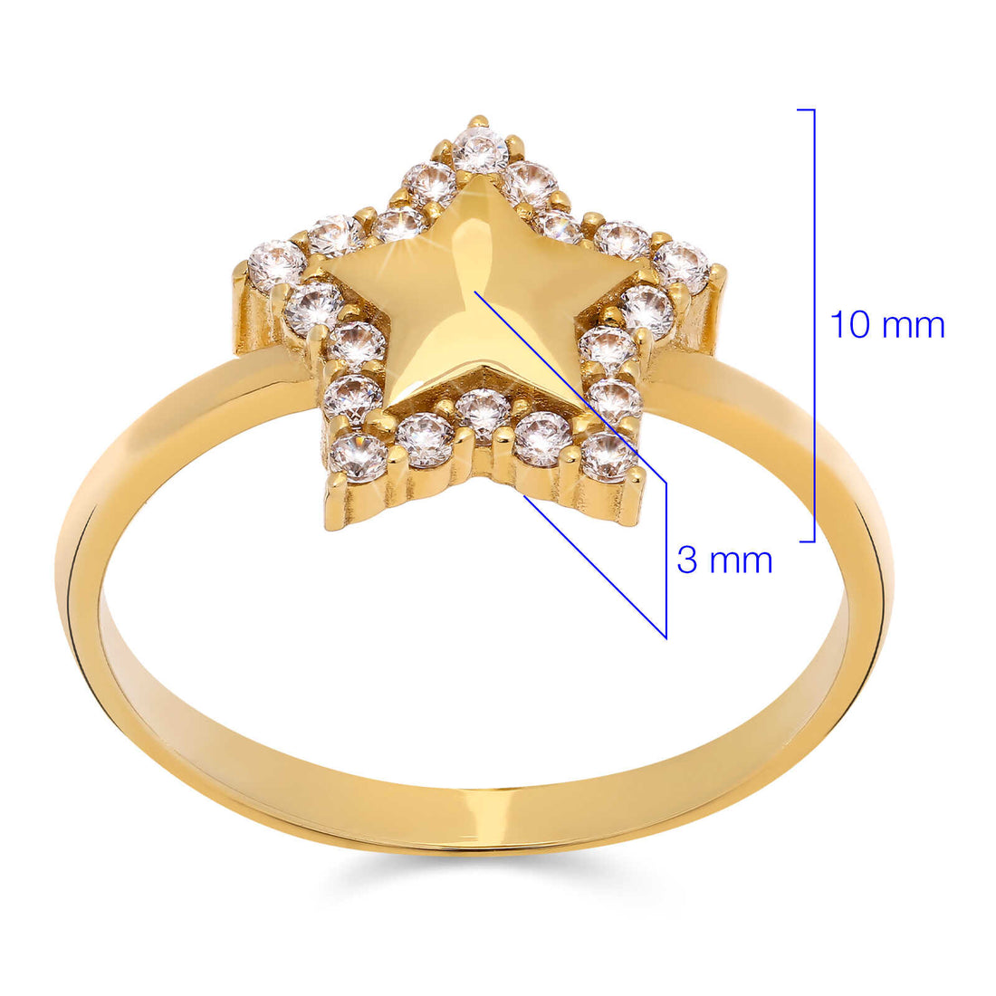 Anel em Ouro Amarelo 18k Estrela com Zircônias