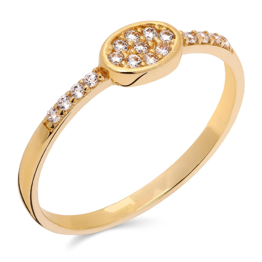 Anel em Ouro Amarelo 18k Oval com Zircônias