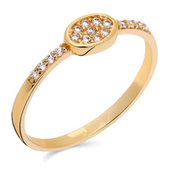 Anel em Ouro Amarelo 18k Oval com Zircônias