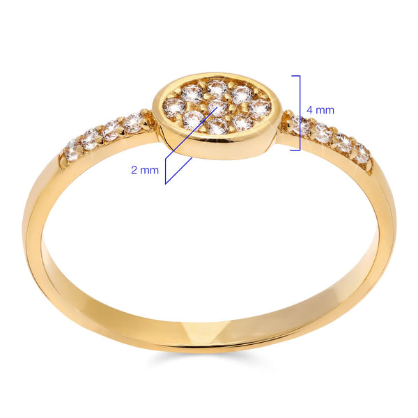 Anel em Ouro Amarelo 18k Oval com Zircônias