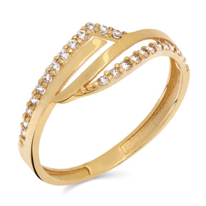 Anel com Zircônias em Ouro Amarelo 18k