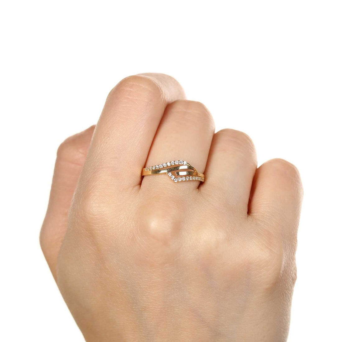 Anel com Zircônias em Ouro Amarelo 18k