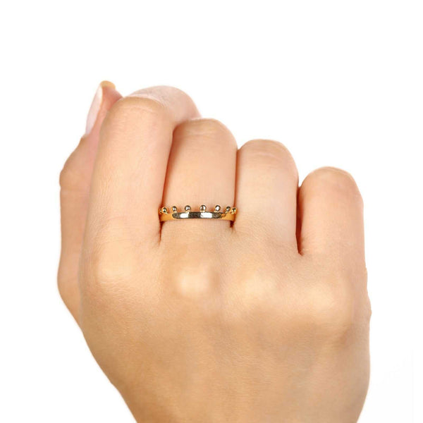 Aliança Coroa com Esferas em Ouro Amarelo 18k