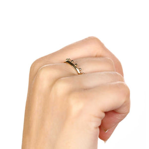 Aliança Coroa com Esferas em Ouro Amarelo 18k