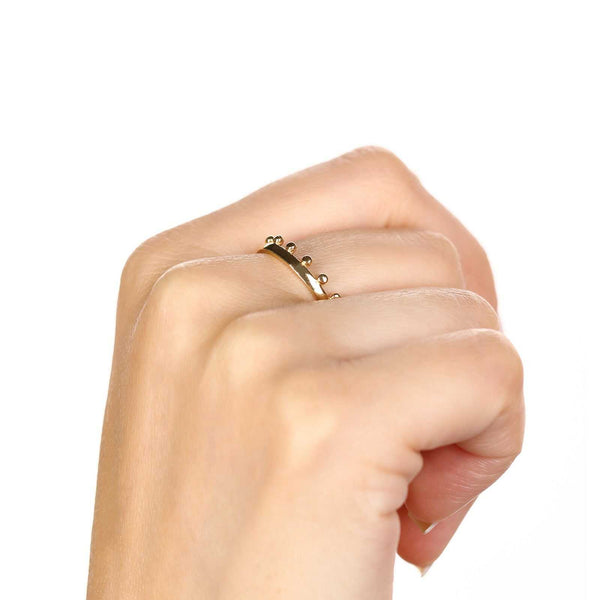 Aliança Coroa com Esferas em Ouro Amarelo 18k