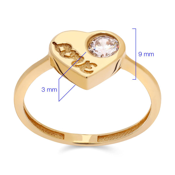 Anel em Ouro Amarelo 18k Coração Love com Zircônias