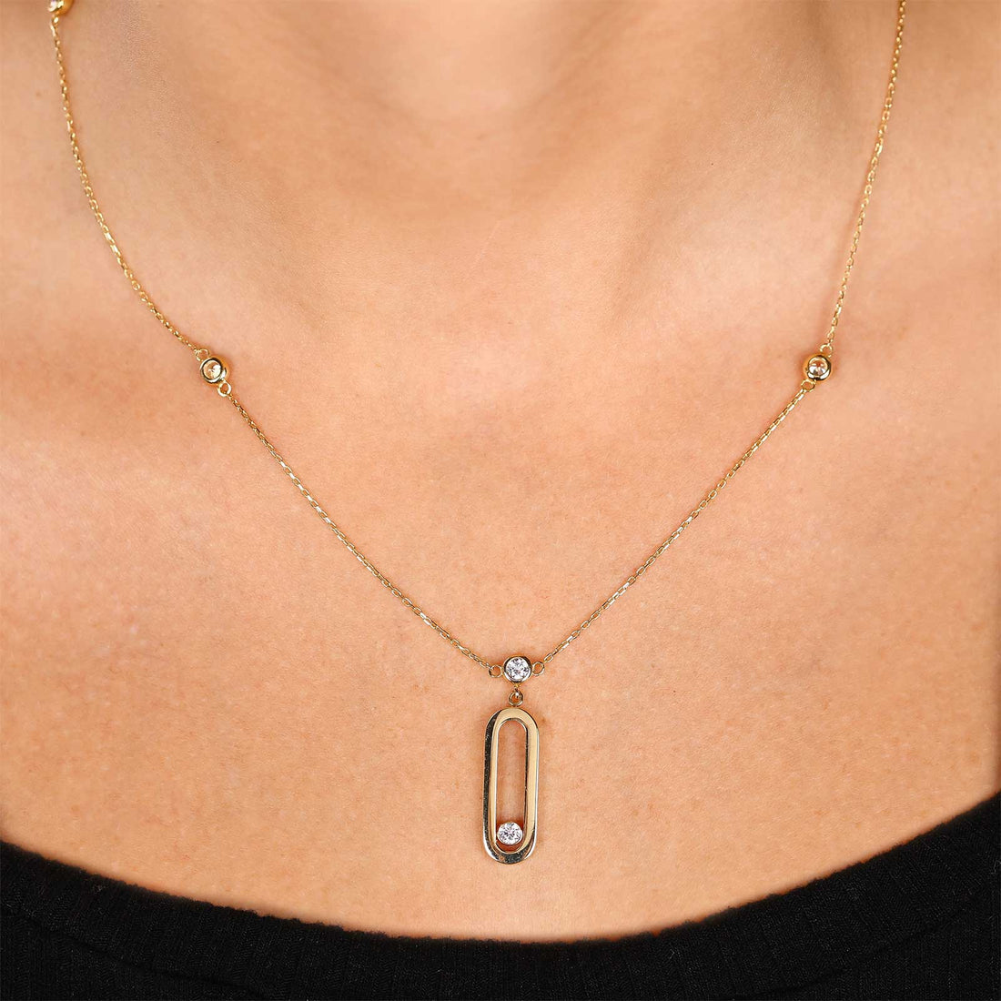 Pingente ouro Amarelo 18k com Zirconias