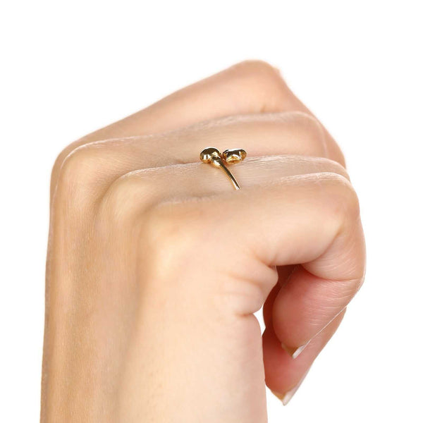Anel Aro Desencontrado com Estrela e Coração em Ouro Amarelo 18k