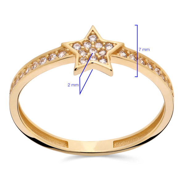 Anel em Ouro Amarelo 18k Estrela com Zircônias