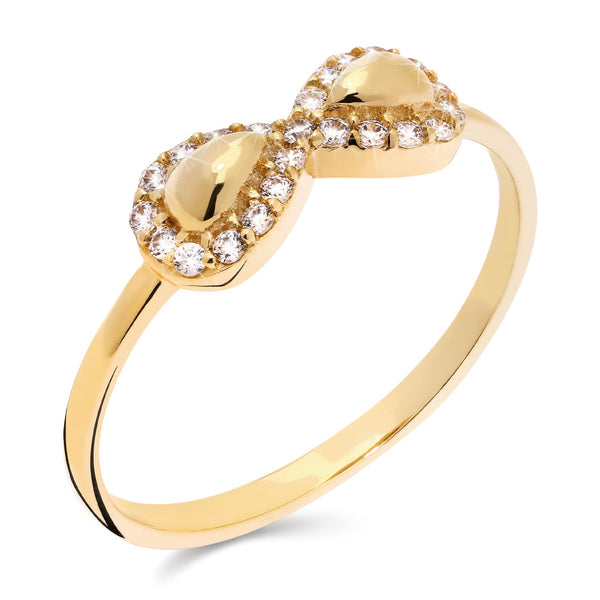 Anel em Ouro Amarelo 18k Infinito com Zircônias
