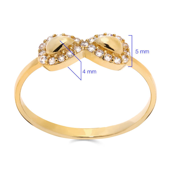 Anel em Ouro Amarelo 18k Infinito com Zircônias