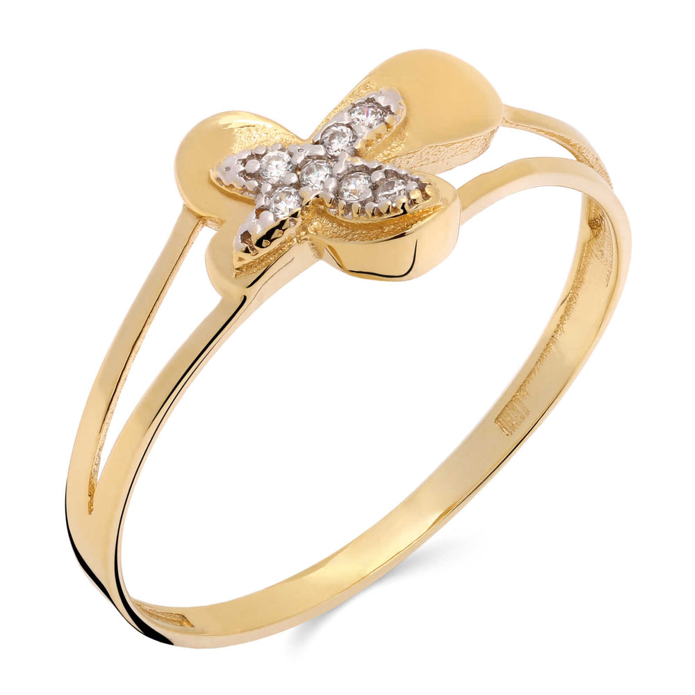 Anel em Ouro Amarelo 18k Borboletinha com Zircônias