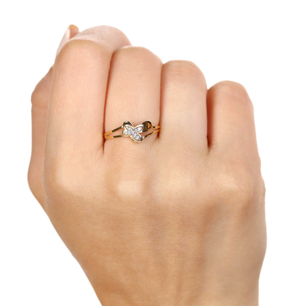 Anel em Ouro Amarelo 18k Borboletinha com Zircônias