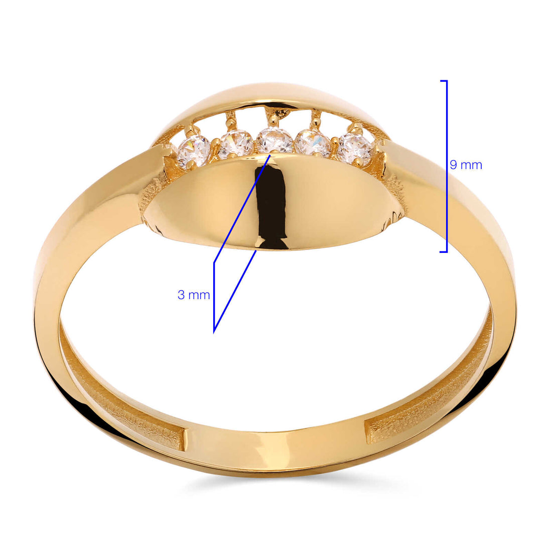 Anel em Ouro Amarelo 18k com Zircônias