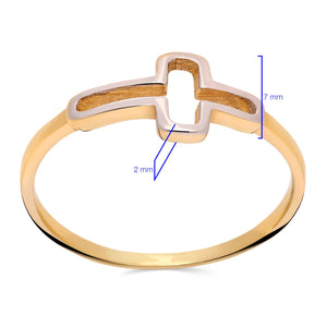Anel em Ouro Amarelo 18k Cruz com Detalhes em Ouro Branco