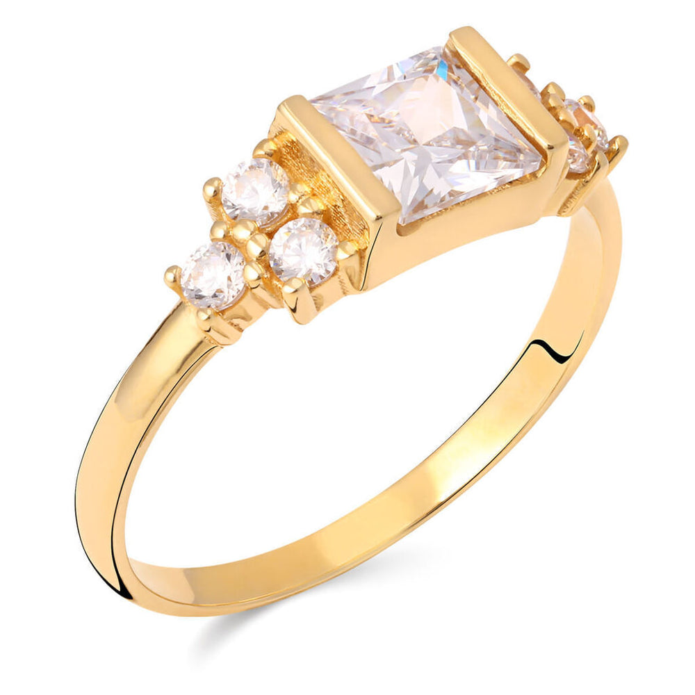 Anel em Ouro Amarelo 18k com Zirconias