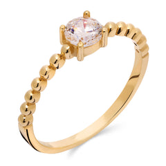 Anel em Ouro Amarelo 18k Solitário com Zircônia