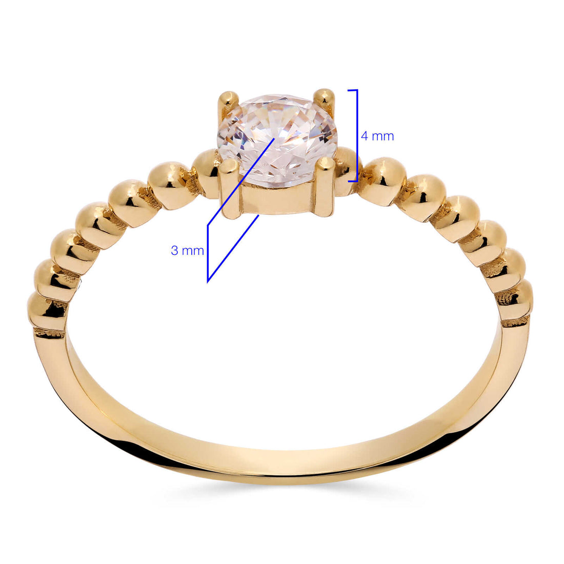 Anel em Ouro Amarelo 18k Solitário com Zircônia