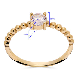 Anel em Ouro Amarelo 18k Solitário com Zircônia