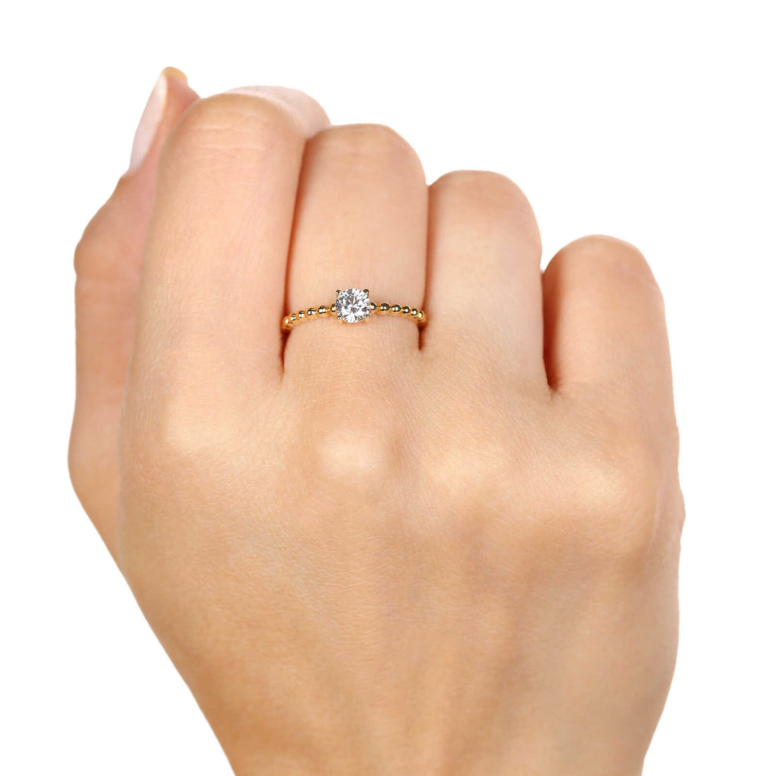 Anel em Ouro Amarelo 18k Solitário com Zircônia