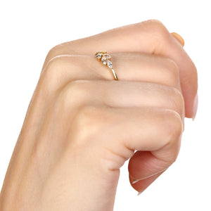 Anel de Ouro Folhas com Zirconias