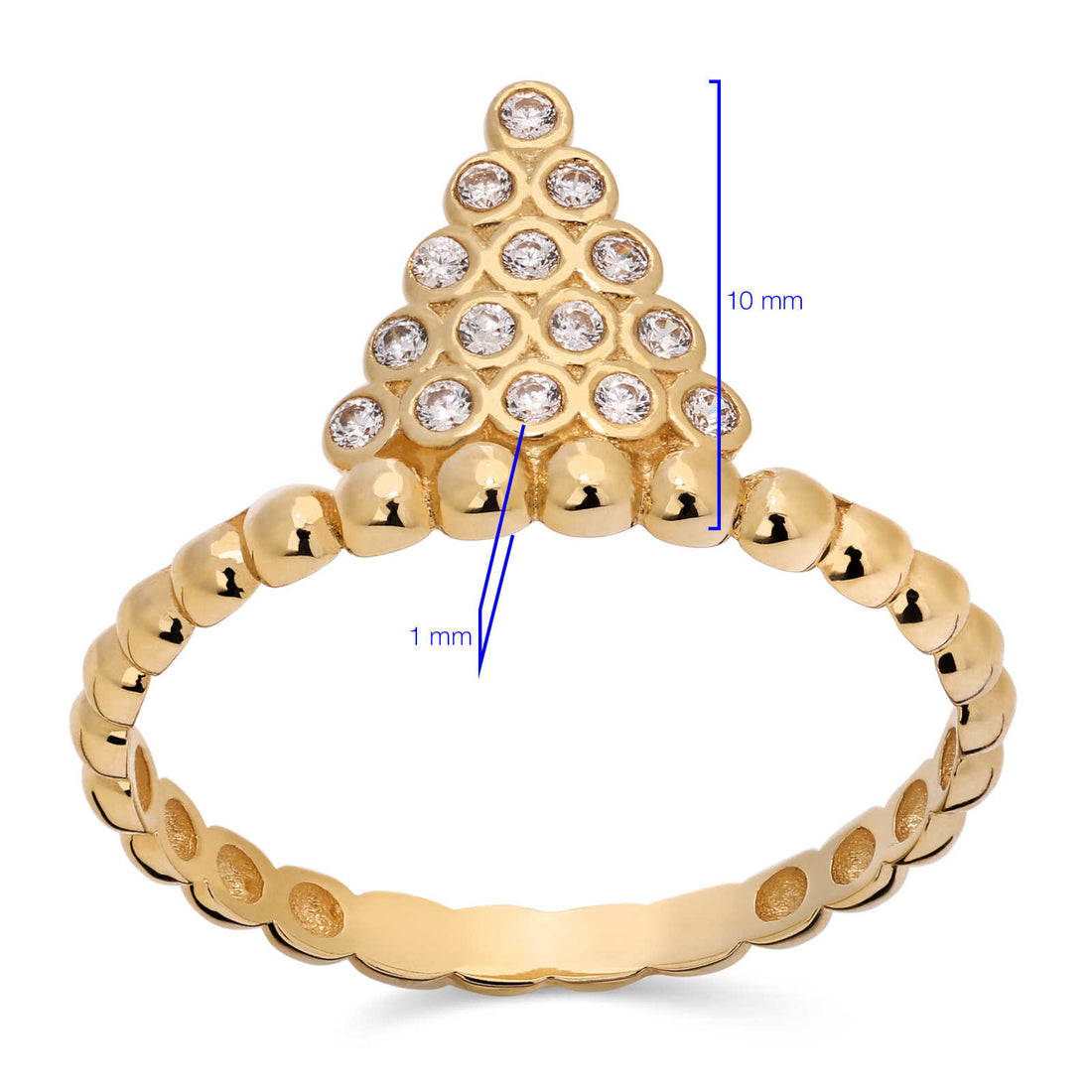 Anel em Ouro Amarelo Triângulo com Zircônias