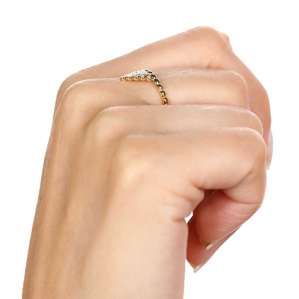 Anel em Ouro Amarelo Triângulo com Zircônias