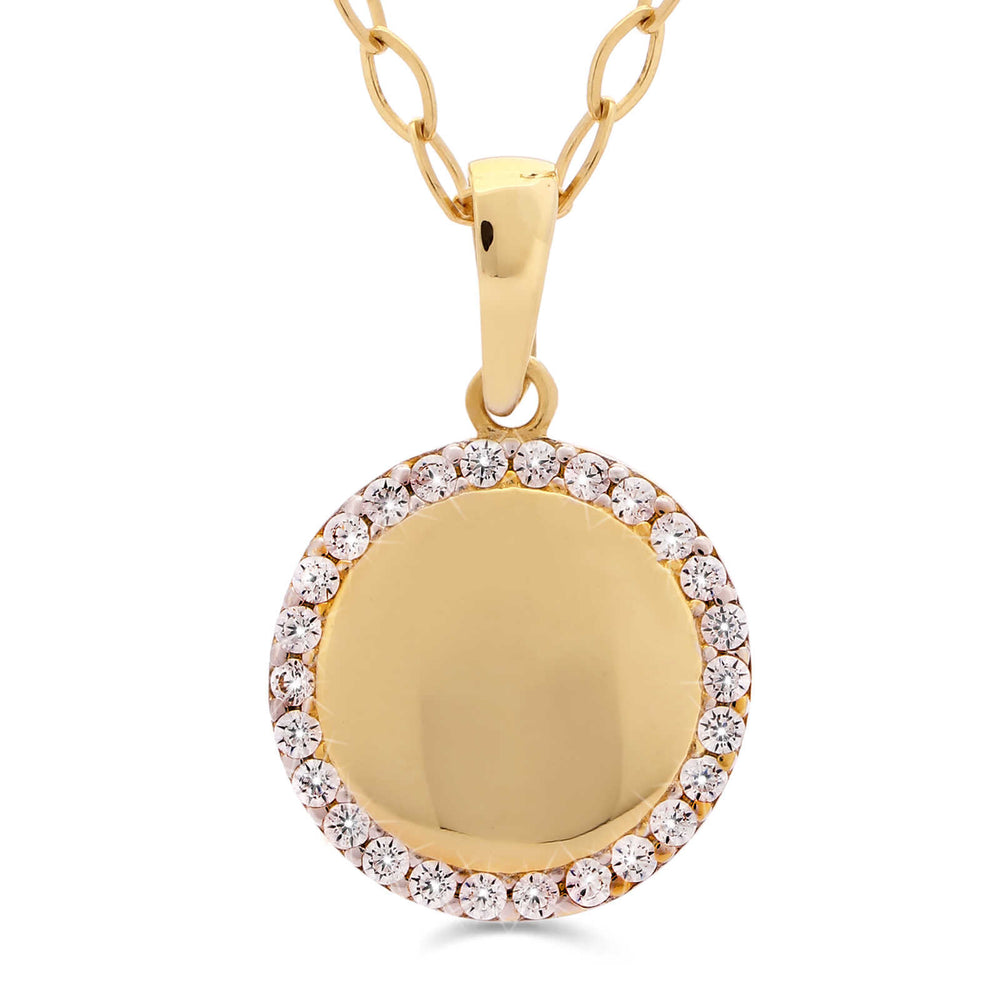 Pingente em Ouro Amarelo 18k Círculo com Zirconias