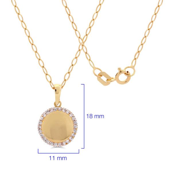 Pingente em Ouro Amarelo 18k Círculo com Zirconias