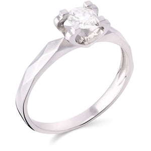 Anel em Ouro Branco 18k Solitário com Diamante