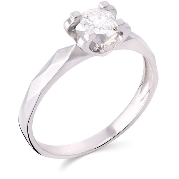 Anel em Ouro Branco 18k Solitário com Diamante