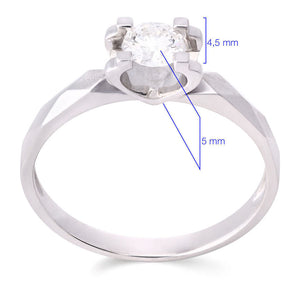 Anel em Ouro Branco 18k Solitário com Diamante