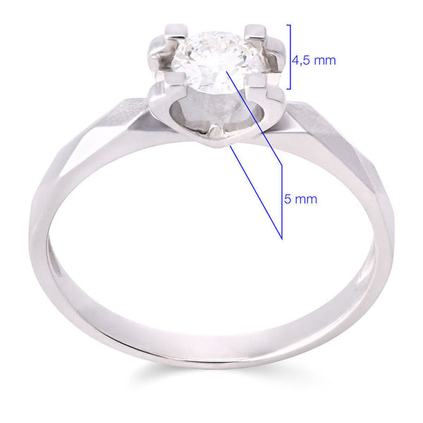 Anel em Ouro Branco 18k Solitário com Diamante