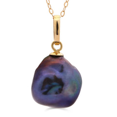Pingente Pérola Keshi Furta-cor em Ouro Amarelo 18k