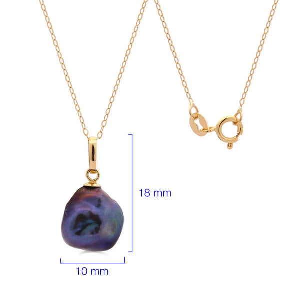 Pingente Pérola Keshi Furta-cor em Ouro Amarelo 18k