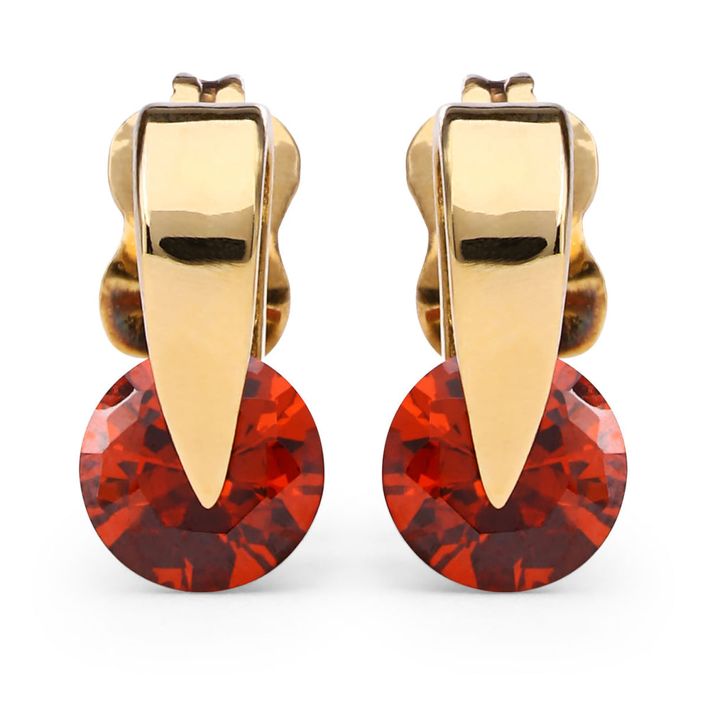 190568 - Par de Brinco em Ouro Amarelo 18k com Zirconias Laranjas