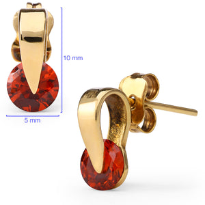 190568 - Par de Brinco em Ouro Amarelo 18k com Zirconias Laranjas