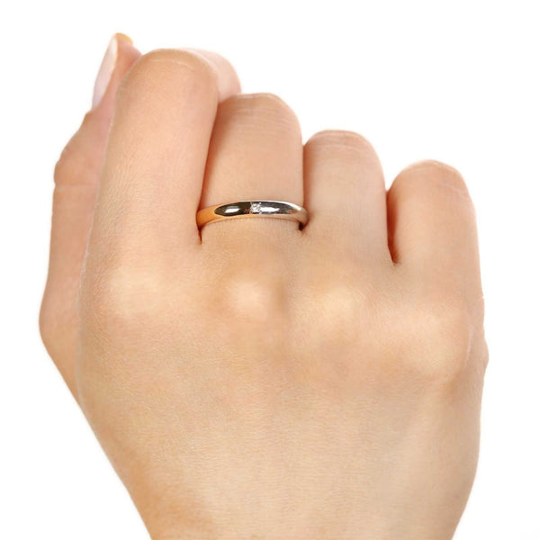 Aliança Duas Cores com Diamante em Ouro 18k