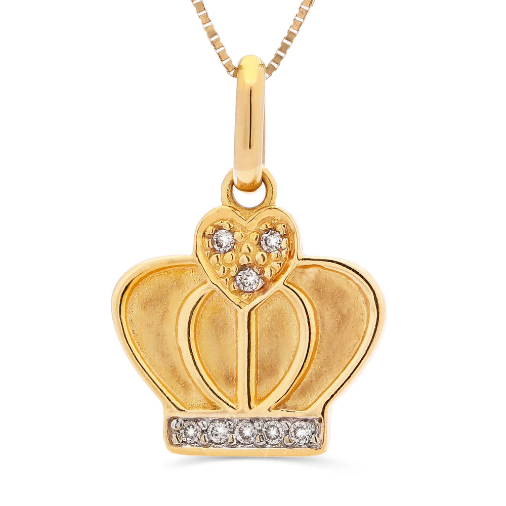 Pingente  em Ouro Amarelo 18k Coroa com Diamantes